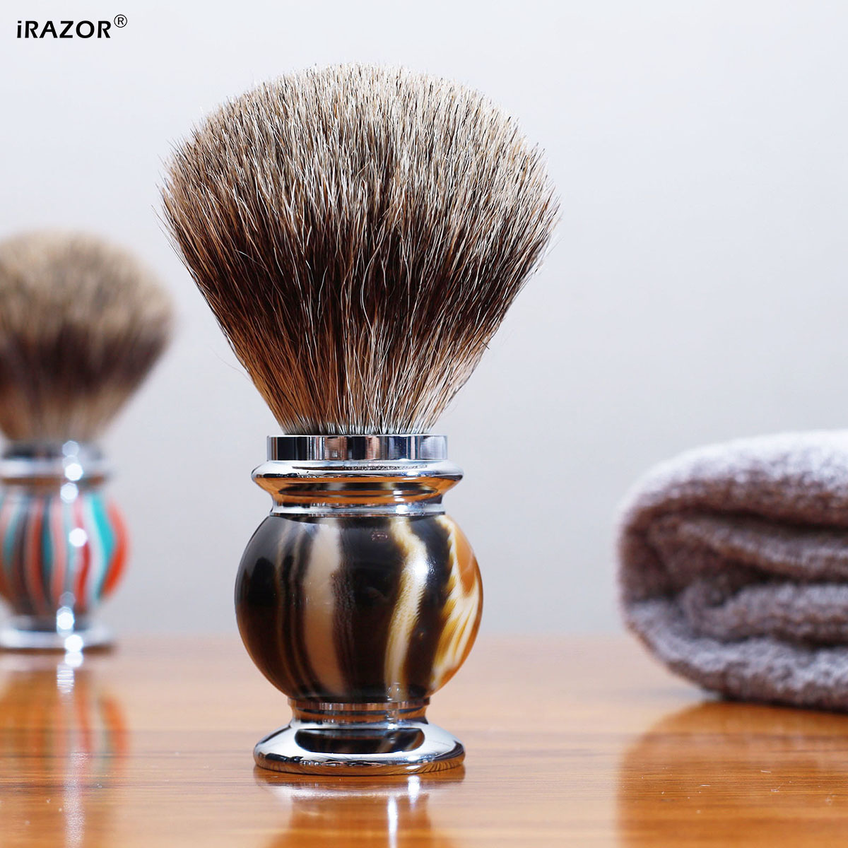 Mens Grooming Barber - iRAZOR Silvertip Erkek Tıraş Fırçası, Reçine